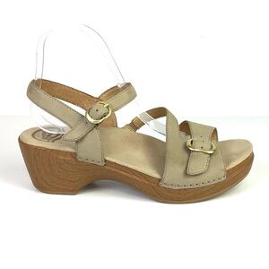 DANSKO LEATHER NUBUCK BEIGE BUCKLED SANDALS 40